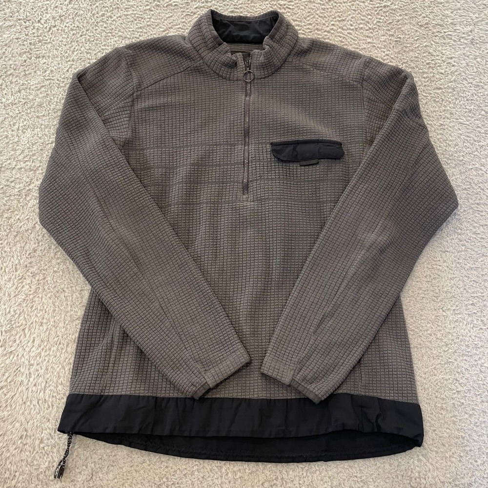 Rapha Explore Technical Pullover Mens Medium Gray Waffle Fleece 1/4 Zip